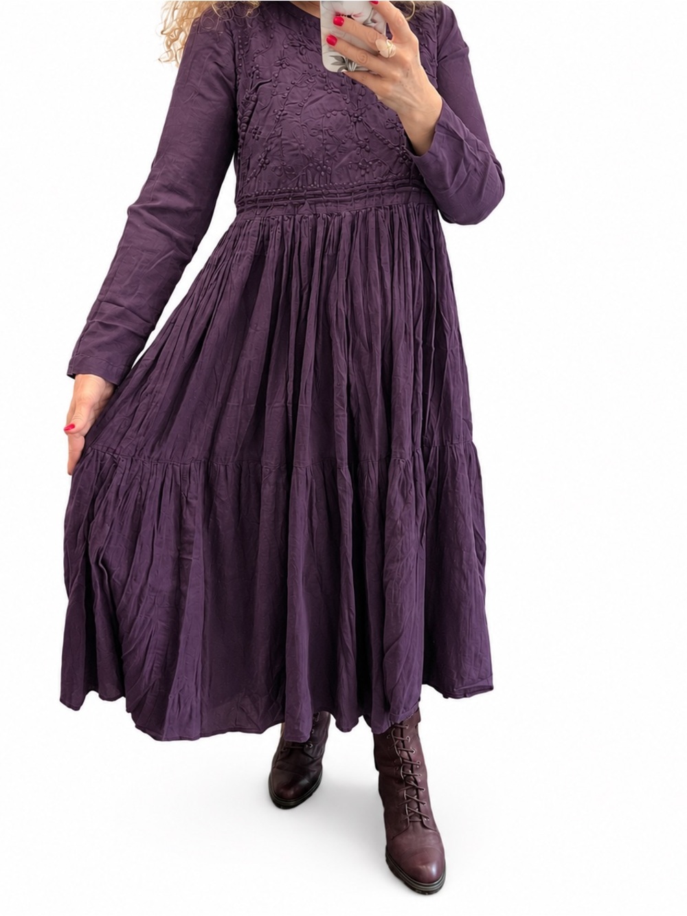 Vintage purple cotton rayon dress by FADS
size petite medium